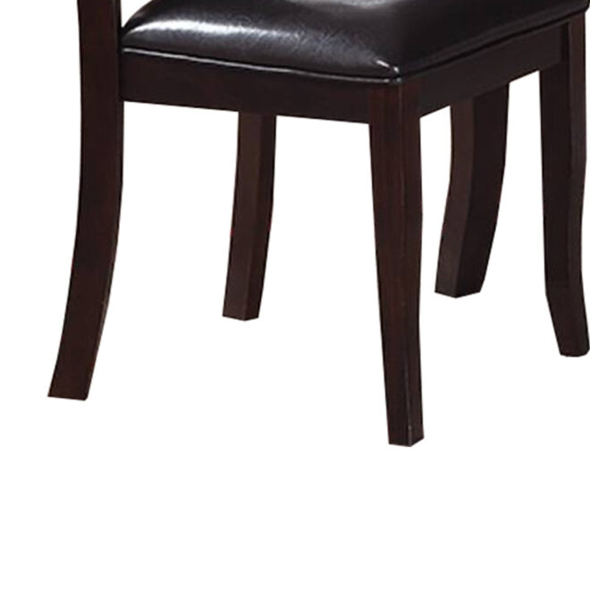 Set of 2 Side Chairs Brown Color wood finish Mid-Century Modern Padded Faux Leather Seat And Back Kitchen Dining Furniture - Image 6