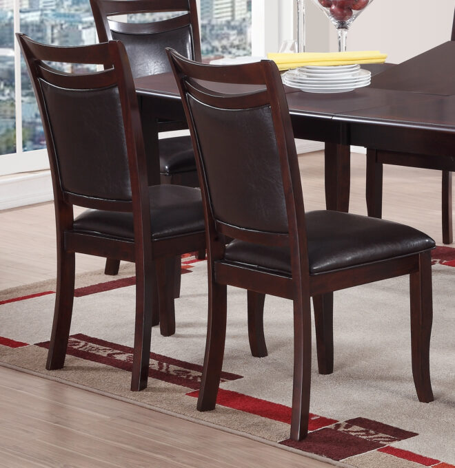 Set of 2 Side Chairs Brown Color wood finish Mid-Century Modern Padded Faux Leather Seat And Back Kitchen Dining Furniture - Image 7