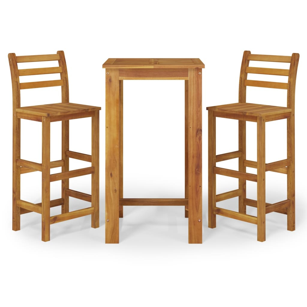 3 Piece Patio Bar Set Solid Wood Acacia - Image 2