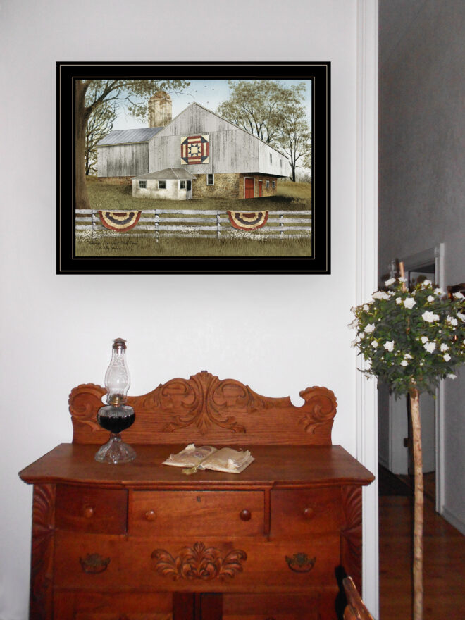 Trendy Decor 4U "American Star Quilt Block Barn" Framed Wall Art, Modern Home Decor Framed Print for Living Room, Bedroom & Farmhouse Wall Decoration by Billy Jacobs - Image 2