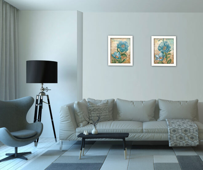 "Paris Blue Collection" 2-Piece Vignette By Ed Wargo, Printed Wall Art, Ready To Hang Framed Poster, White Frame - Image 2
