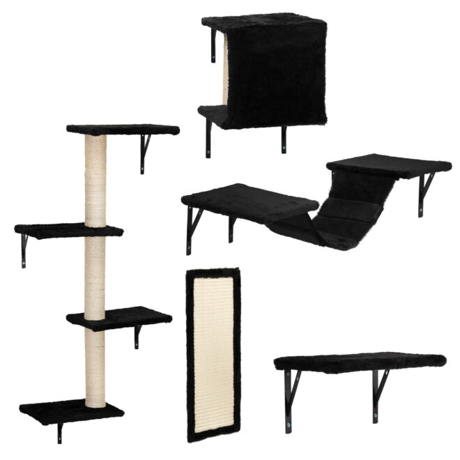 5 Pcs Wall Mounted Cat Climber Set;  Floating Cat Shelves and Perches;  Cat Activity Tree with Scratching Posts;  Modern Cat Furniture - Image 4