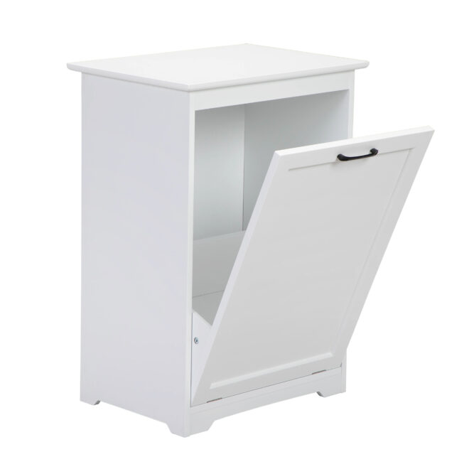 Trash Can Cabinet with Adjustable Tilted Angles;  Kitchen Garbage Bin Holder for Kitchen;  Living Room and Balcony;  White - Image 5