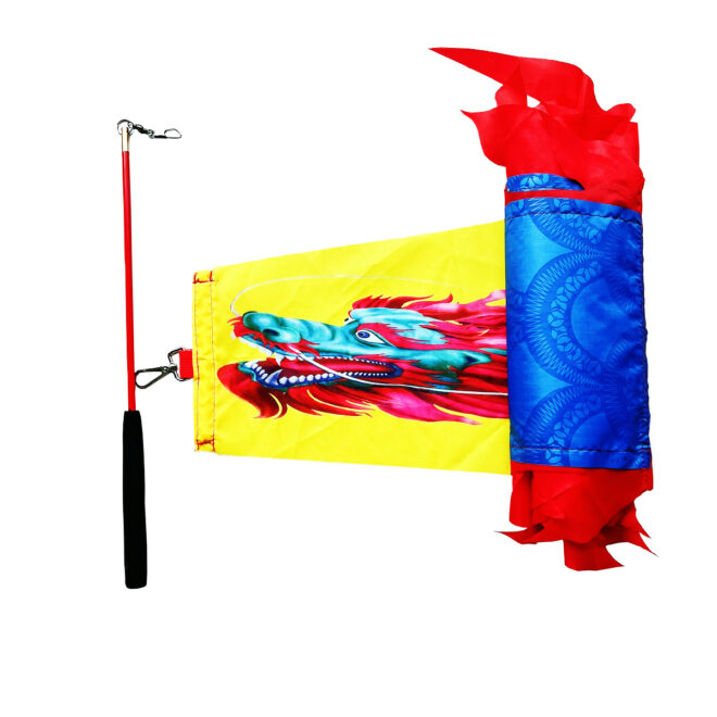 3 Meters (9.8 FT) Golden Scale Silk Dragon POI Outdoor Flinging Wind Spinners & Fitness Dragon Dance Wu Long 3D dragon Ribbon Streamer with Fiberglass Handstick + Travel Bag! - Image 4