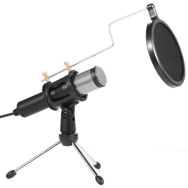 Professional Condenser Microphone Studio Recording Cardioid Microphone w/180 Degree Tripods Pop Filter - Image 11