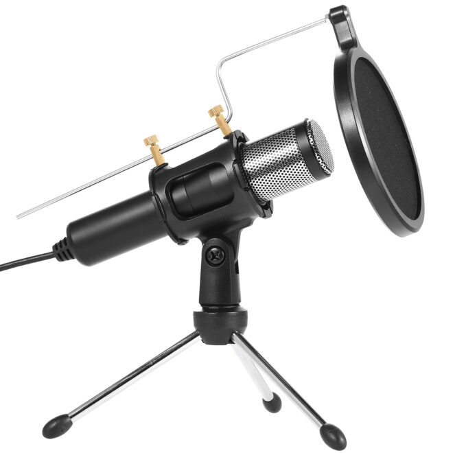 Professional Condenser Microphone Studio Recording Cardioid Microphone w/180 Degree Tripods Pop Filter - Image 12