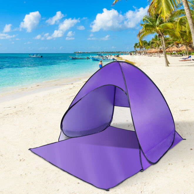 Pop Up Beach Tent Sun Shade Shelter Anti-UV Automatic Waterproof Tent Canopy for 2/3 Man w/ Net Window Storage Bag - Image 37