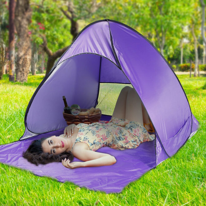 Pop Up Beach Tent Sun Shade Shelter Anti-UV Automatic Waterproof Tent Canopy for 2/3 Man w/ Net Window Storage Bag - Image 38