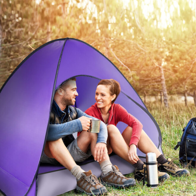 Pop Up Beach Tent Sun Shade Shelter Anti-UV Automatic Waterproof Tent Canopy for 2/3 Man w/ Net Window Storage Bag - Image 39