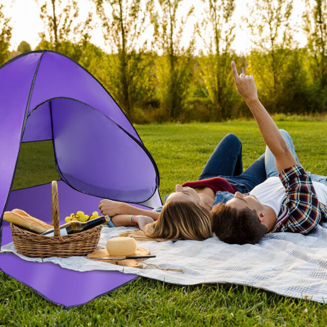 Pop Up Beach Tent Sun Shade Shelter Anti-UV Automatic Waterproof Tent Canopy for 2/3 Man w/ Net Window Storage Bag - Image 40
