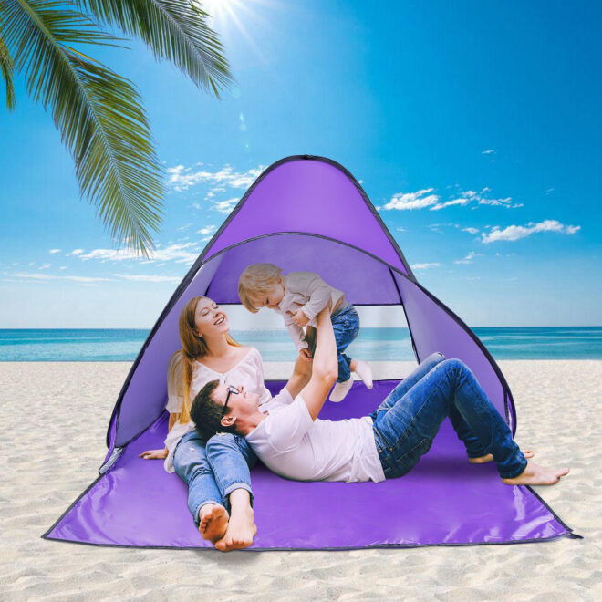 Pop Up Beach Tent Sun Shade Shelter Anti-UV Automatic Waterproof Tent Canopy for 2/3 Man w/ Net Window Storage Bag - Image 42