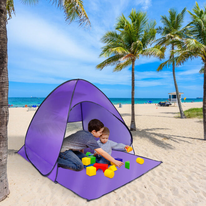 Pop Up Beach Tent Sun Shade Shelter Anti-UV Automatic Waterproof Tent Canopy for 2/3 Man w/ Net Window Storage Bag - Image 43