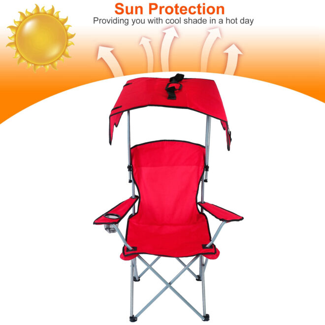 Foldable Beach Canopy Chair Sun Protection Camping Lawn Canopy Chair 330LBS Load Folding Seat - Image 27