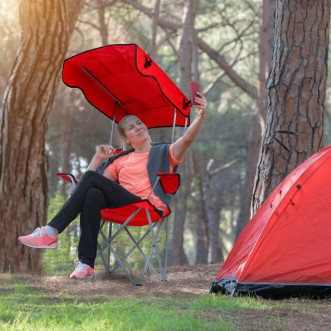 Foldable Beach Canopy Chair Sun Protection Camping Lawn Canopy Chair 330LBS Load Folding Seat - Image 31