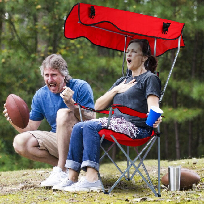 Foldable Beach Canopy Chair Sun Protection Camping Lawn Canopy Chair 330LBS Load Folding Seat - Image 32