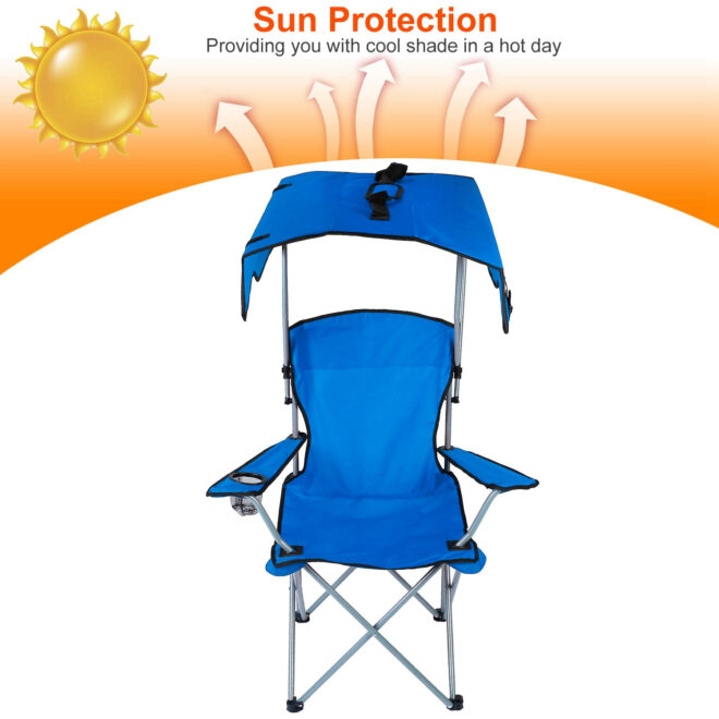 Foldable Beach Canopy Chair Sun Protection Camping Lawn Canopy Chair 330LBS Load Folding Seat - Image 35