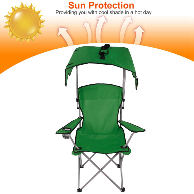 Foldable Beach Canopy Chair Sun Protection Camping Lawn Canopy Chair 330LBS Load Folding Seat - Image 11