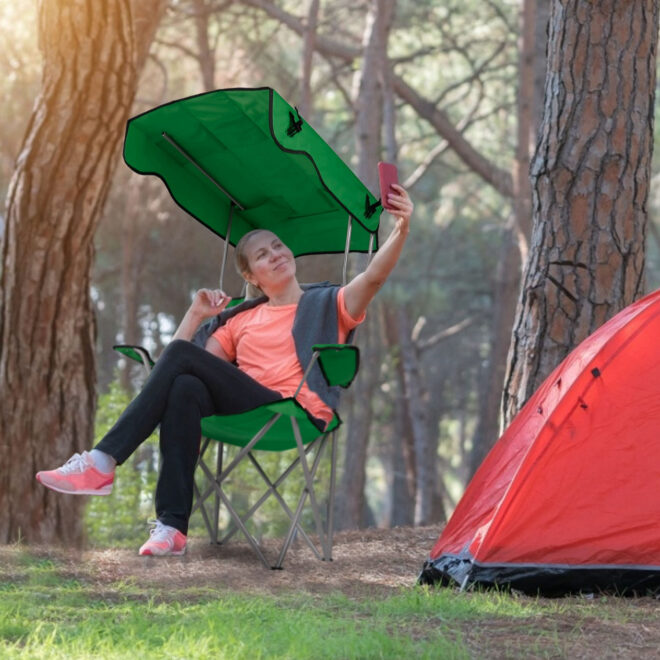 Foldable Beach Canopy Chair Sun Protection Camping Lawn Canopy Chair 330LBS Load Folding Seat - Image 15