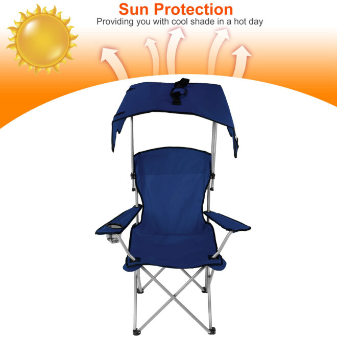 Foldable Beach Canopy Chair Sun Protection Camping Lawn Canopy Chair 330LBS Load Folding Seat - Image 19