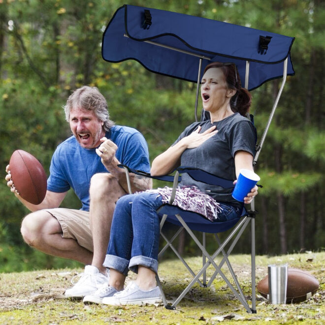 Foldable Beach Canopy Chair Sun Protection Camping Lawn Canopy Chair 330LBS Load Folding Seat - Image 24