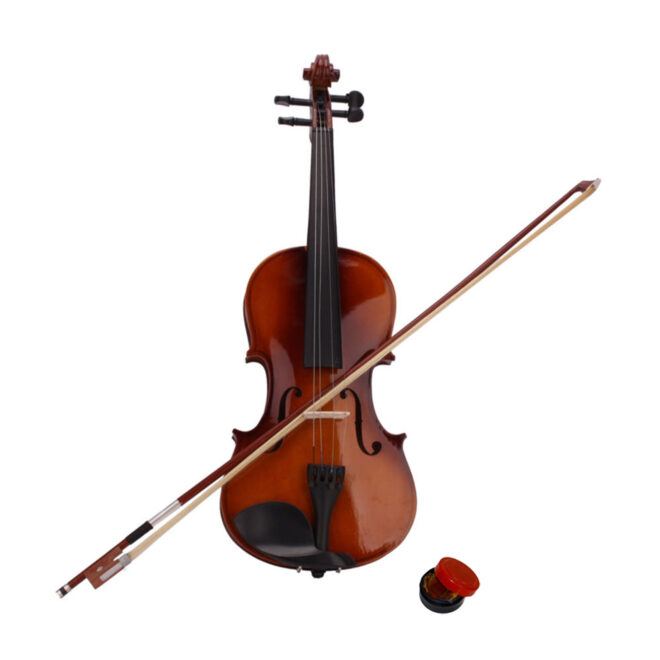 New 4/4 Acoustic Violin Case Bow Rosin Natural - Image 3