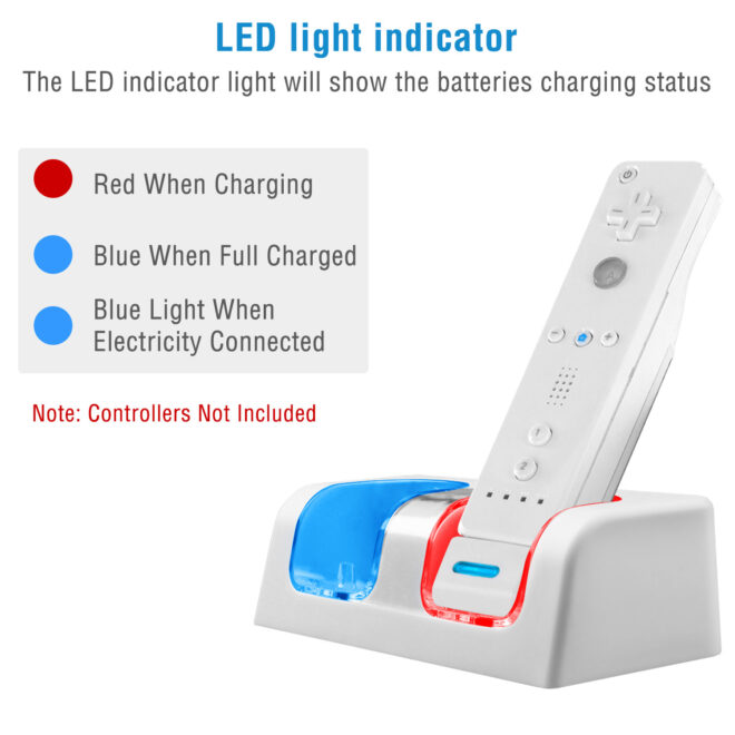 For Wii Remote Controller Charger Dual Charge Dock with Two 2800mAh Rechargeable Batteries - Image 2