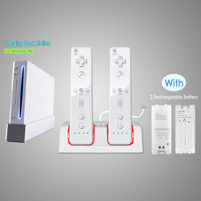 For Wii Remote Controller Charger Dual Charge Dock with Two 2800mAh Rechargeable Batteries - Image 11