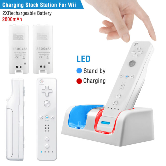For Wii Remote Controller Charger Dual Charge Dock with Two 2800mAh Rechargeable Batteries - Image 12