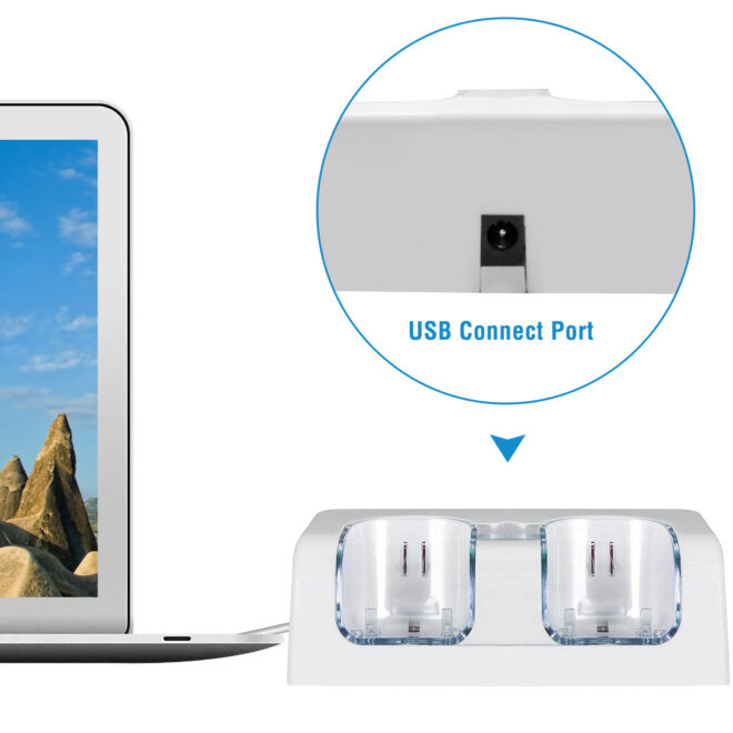 For Wii Remote Controller Charger Dual Charge Dock with Two 2800mAh Rechargeable Batteries - Image 3