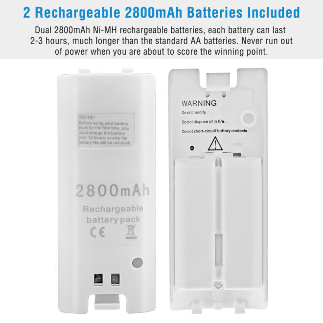 For Wii Remote Controller Charger Dual Charge Dock with Two 2800mAh Rechargeable Batteries - Image 5