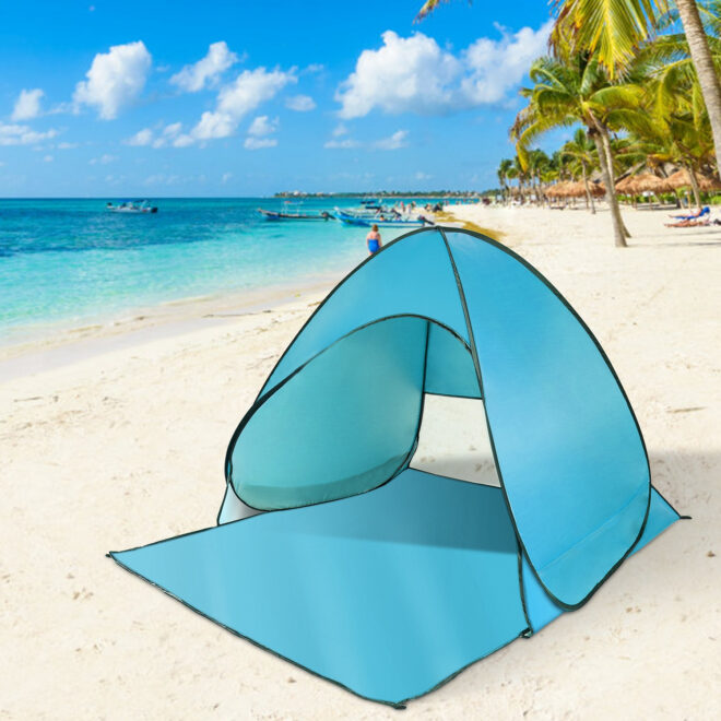 Pop Up Beach Tent Sun Shade Shelter Anti-UV Automatic Waterproof Tent Canopy for 2/3 Man w/ Net Window Storage Bag - Image 12