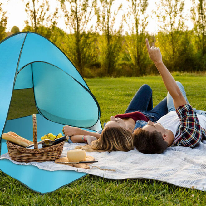 Pop Up Beach Tent Sun Shade Shelter Anti-UV Automatic Waterproof Tent Canopy for 2/3 Man w/ Net Window Storage Bag - Image 15