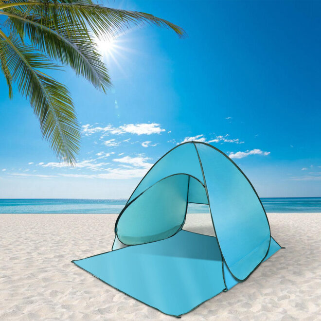 Pop Up Beach Tent Sun Shade Shelter Anti-UV Automatic Waterproof Tent Canopy for 2/3 Man w/ Net Window Storage Bag - Image 16