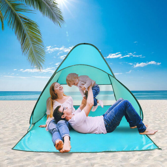 Pop Up Beach Tent Sun Shade Shelter Anti-UV Automatic Waterproof Tent Canopy for 2/3 Man w/ Net Window Storage Bag - Image 18