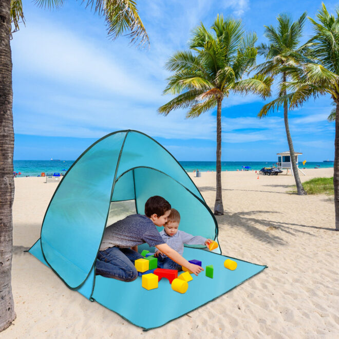 Pop Up Beach Tent Sun Shade Shelter Anti-UV Automatic Waterproof Tent Canopy for 2/3 Man w/ Net Window Storage Bag - Image 19
