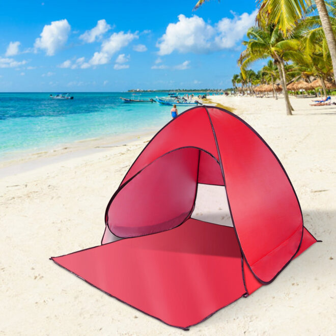 Pop Up Beach Tent Sun Shade Shelter Anti-UV Automatic Waterproof Tent Canopy for 2/3 Man w/ Net Window Storage Bag - Image 21