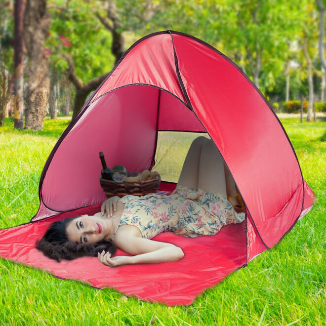 Pop Up Beach Tent Sun Shade Shelter Anti-UV Automatic Waterproof Tent Canopy for 2/3 Man w/ Net Window Storage Bag - Image 22