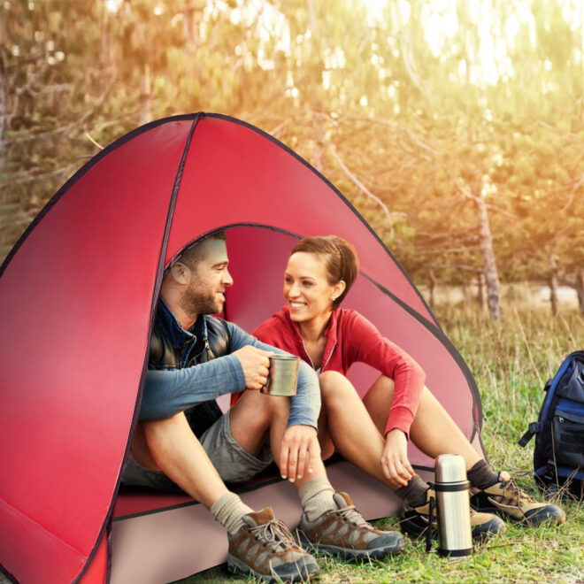Pop Up Beach Tent Sun Shade Shelter Anti-UV Automatic Waterproof Tent Canopy for 2/3 Man w/ Net Window Storage Bag - Image 23