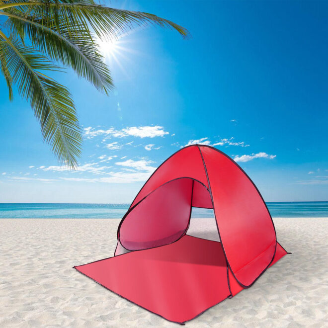 Pop Up Beach Tent Sun Shade Shelter Anti-UV Automatic Waterproof Tent Canopy for 2/3 Man w/ Net Window Storage Bag - Image 25