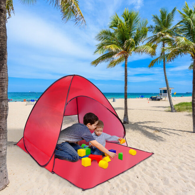 Pop Up Beach Tent Sun Shade Shelter Anti-UV Automatic Waterproof Tent Canopy for 2/3 Man w/ Net Window Storage Bag - Image 26