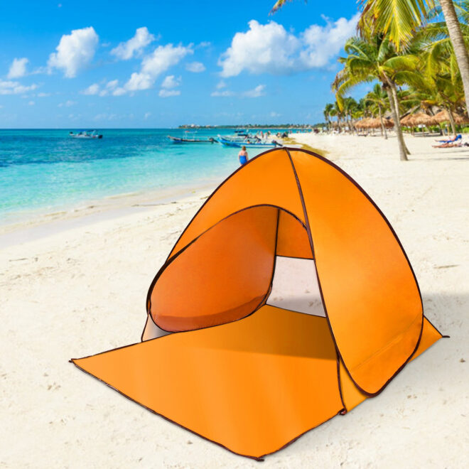 Pop Up Beach Tent Sun Shade Shelter Anti-UV Automatic Waterproof Tent Canopy for 2/3 Man w/ Net Window Storage Bag - Image 30