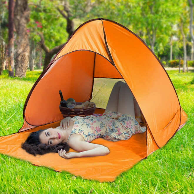 Pop Up Beach Tent Sun Shade Shelter Anti-UV Automatic Waterproof Tent Canopy for 2/3 Man w/ Net Window Storage Bag - Image 31