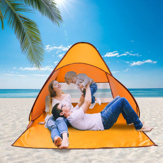 Pop Up Beach Tent Sun Shade Shelter Anti-UV Automatic Waterproof Tent Canopy for 2/3 Man w/ Net Window Storage Bag - Image 34