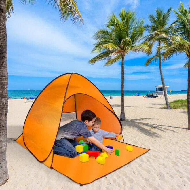 Pop Up Beach Tent Sun Shade Shelter Anti-UV Automatic Waterproof Tent Canopy for 2/3 Man w/ Net Window Storage Bag - Image 35