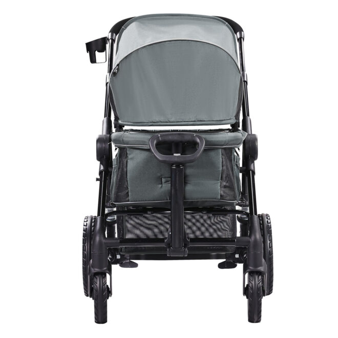 VEVOR All-Terrain Stroller Wagon, 2 Seats Foldable Expedition 2-in-1 Collapsible Wagon Stroller, Includes Canopy, Parent Organizer, Snack Tray & Cup Holders, 55lbs for Single Seat, Dark Grey/Black - Image 11