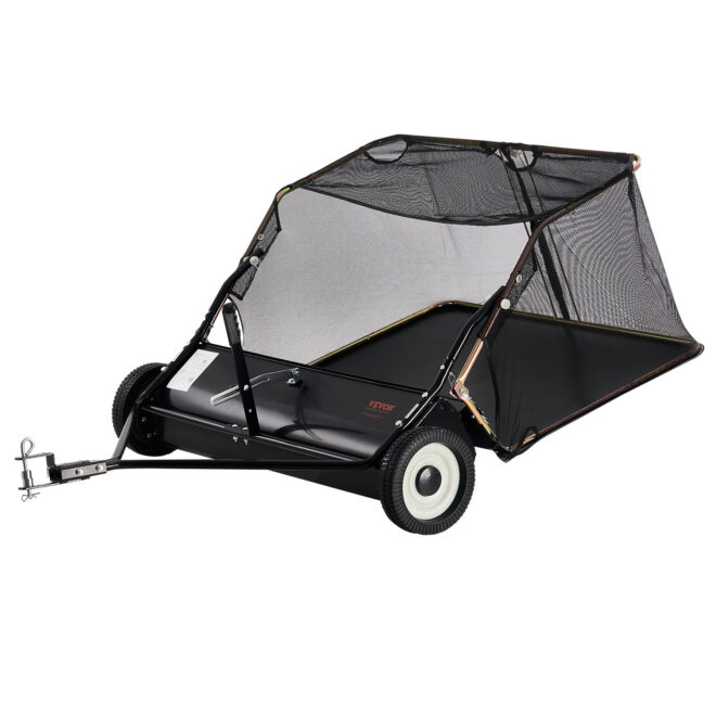 VEVOR 42 Inch Lawn Sweeper Tow Behind, 12 cu.ft. Large Pull Behind Grass Sweeper, Heavy Duty Leaf & Grass Collector with Dumping Rope Design, Adjustable Sweeping Height for Picking Up Debris & Grass - Image 11