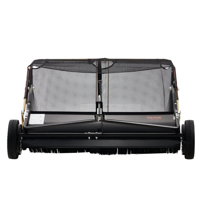 VEVOR 42 Inch Lawn Sweeper Tow Behind, 12 cu.ft. Large Pull Behind Grass Sweeper, Heavy Duty Leaf & Grass Collector with Dumping Rope Design, Adjustable Sweeping Height for Picking Up Debris & Grass - Image 10