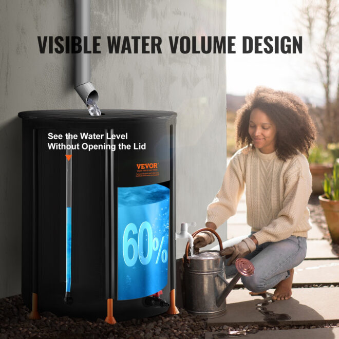 VEVOR Collapsible Rain Barrel 53 Gal Rain Catcher with Spigots and Overflow Kit - Image 6