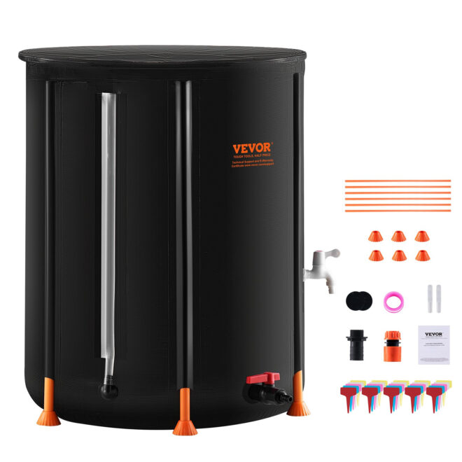 VEVOR Collapsible Rain Barrel 53 Gal Rain Catcher with Spigots and Overflow Kit - Image 9