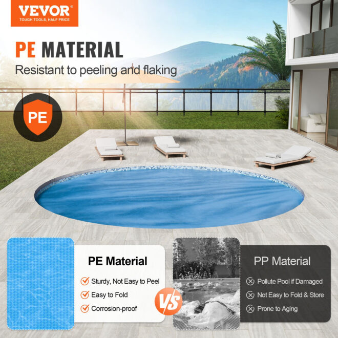 VEVOR Solar Pool Cover, Φ10 ft Round Solar Blanket for Pools, Inground Above Ground Swimming Pool Solar Cover, 15 mil Solar Covers Blue - Image 2
